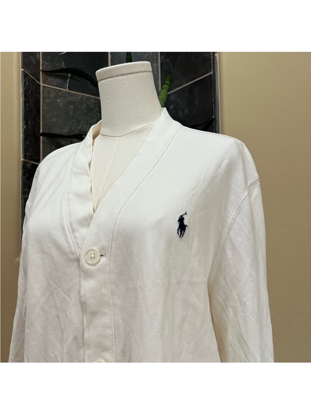 POLO RALPH LAUREN Classic Embroidered Mini Logo Mesh Cardigan Size Large